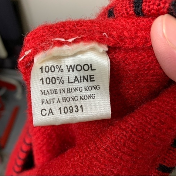Vintage Boiled Wool Cardigan Jacket Sz 1X Knit Red Black Embroidered Classic - Picture 9 of 10